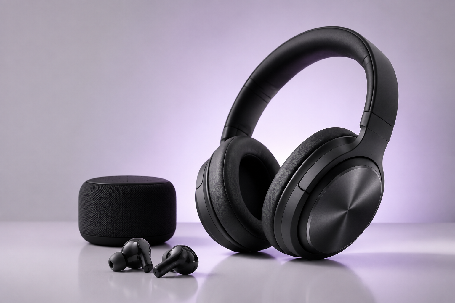 ARC.ONE audio collection with headphones, earbuds and speaker